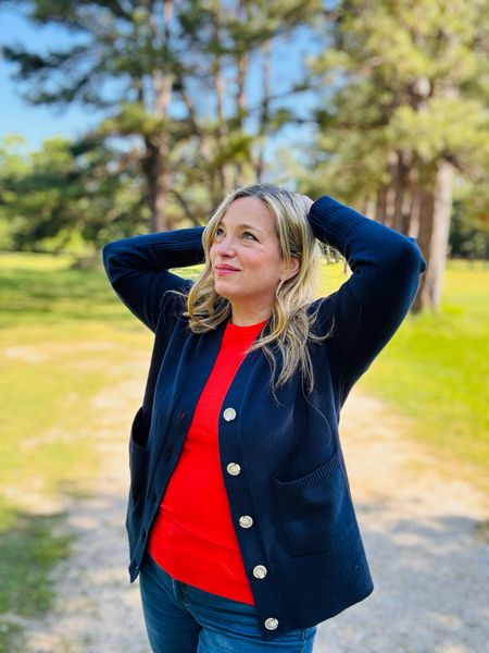 Love the red and blue combo with this look! Perfect as we all transition seasons and a cute 4th of July or patriotic look ❤️

#LTKtravel #LTKover40 #LTKSeasonal