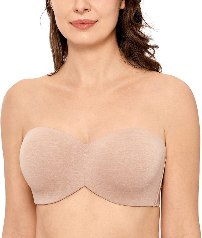 DELIMIRA Women's Strapless Bra Unlined Underwire Minimizer Plus Size Support | Amazon (US)