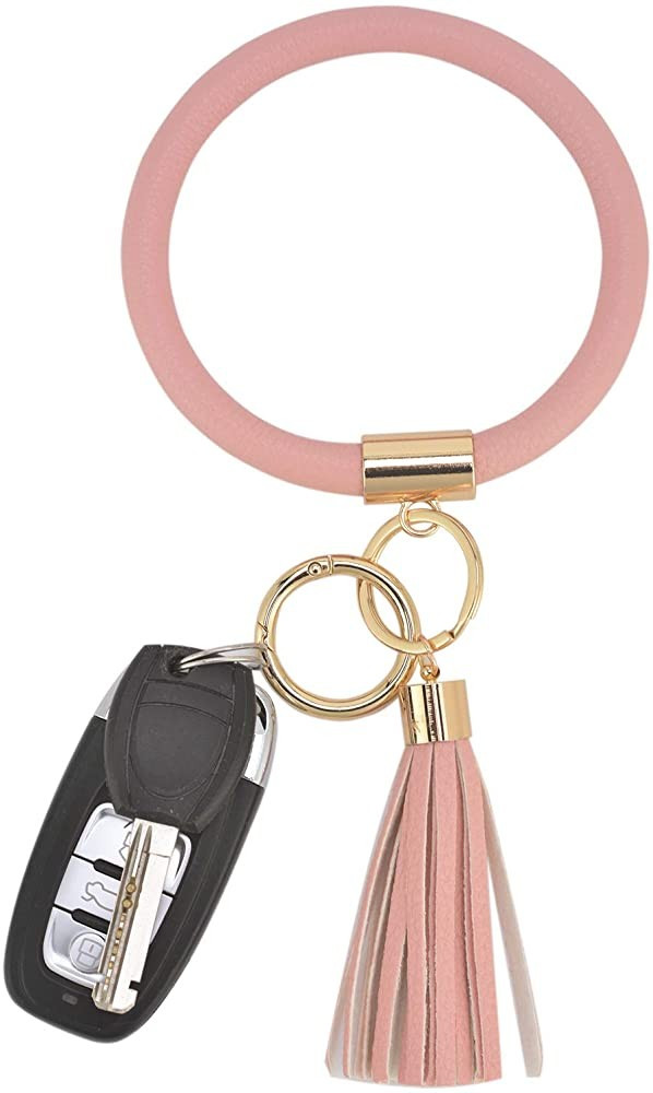 Coolcos Key Ring Bracelet Wristlet Keychain Bangle Keyring - Portable Leather Tassel Bracelet Key... | Amazon (US)