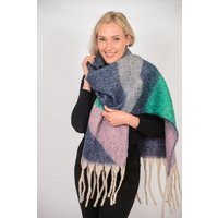 Colourblock Blanket Scarf, Womens Wave Print Heavyweight Tasseled Oversized Shawl, Warm Winter Gift For Her | Etsy (US)