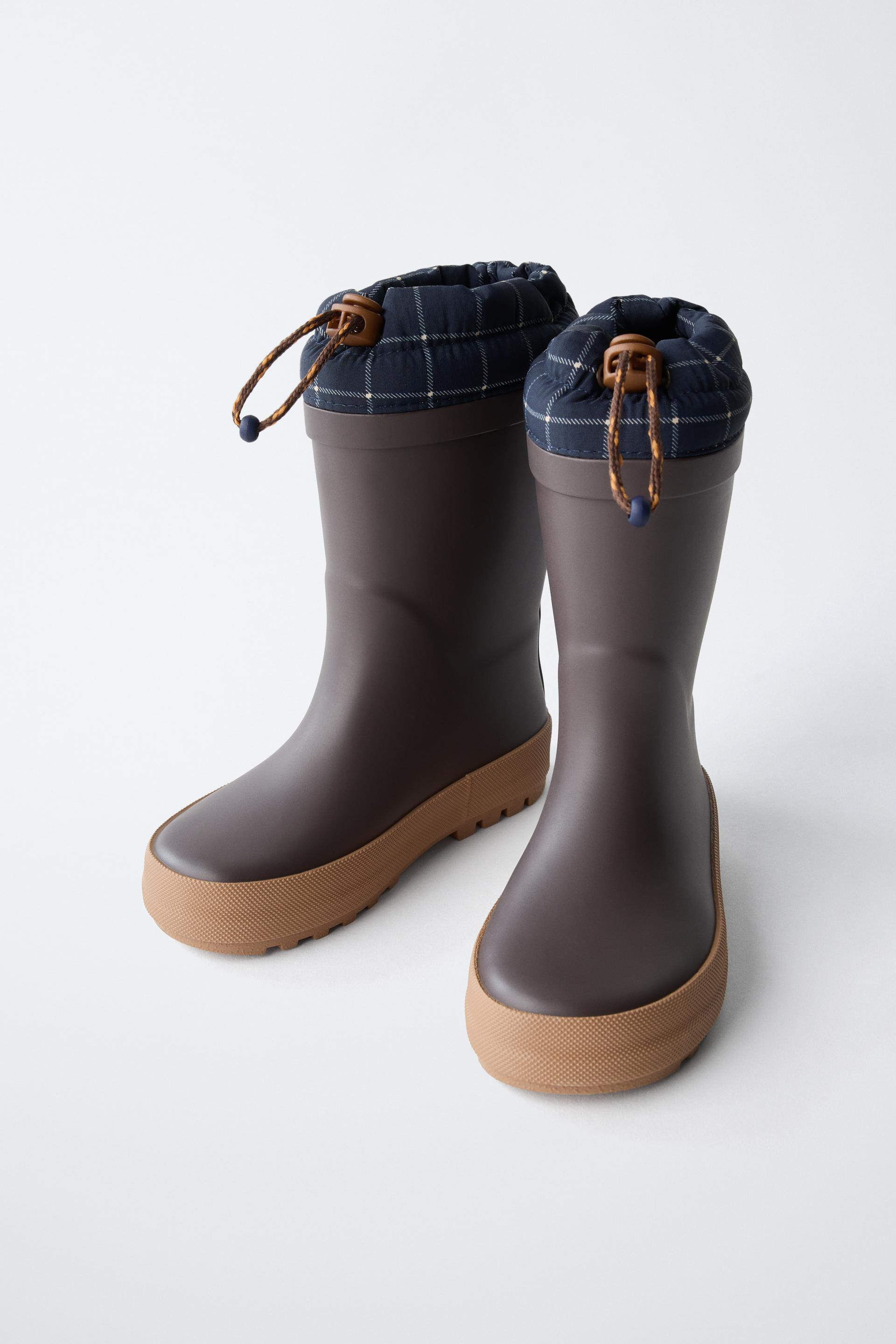 Zara - Plaid Rain Boots - Brown - 6½ (5.3 Inches) - Kids | Zara US