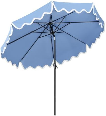 Tempera 9FT Scalloped Tassel Patio Umbrella, Outdoor Market Umbrellas with 8 Sturdy Ribs with Cra... | Amazon (US)