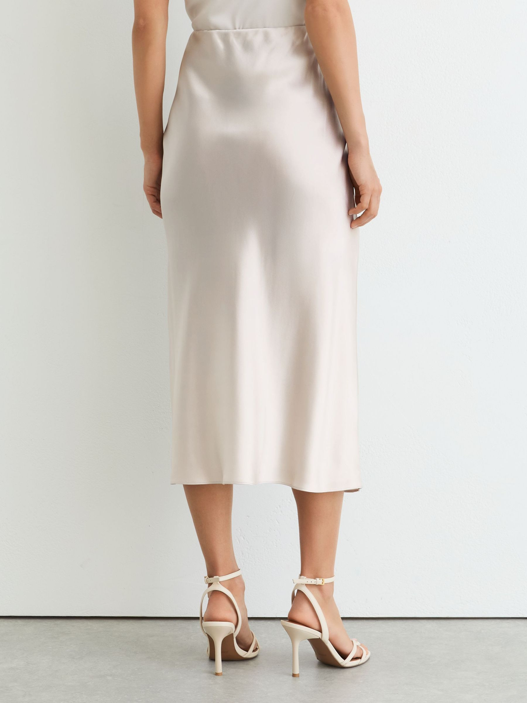 Reiss Silk Slip Midi Skirt in Silver | REISS | Reiss US