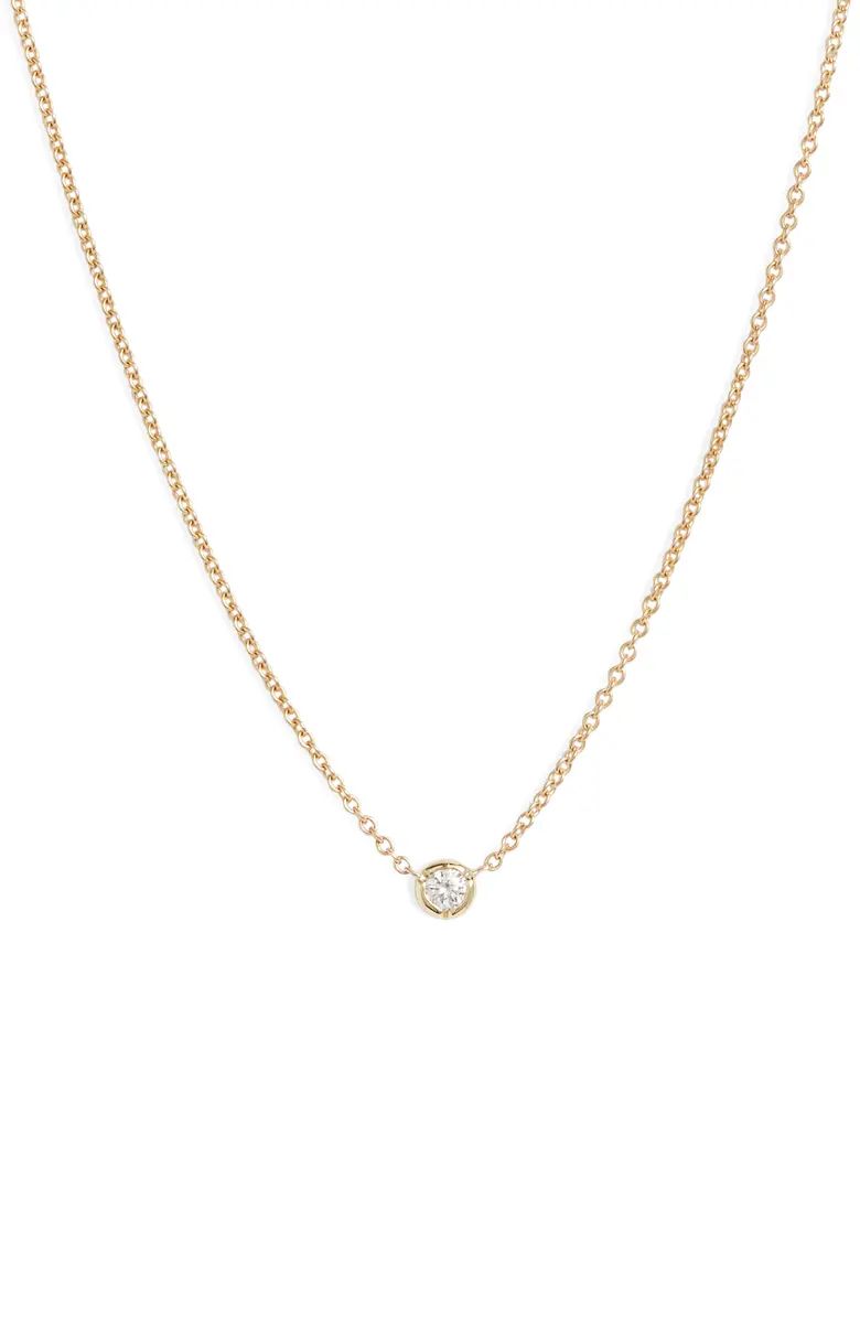 Petite Bezel Diamond Solitaire Necklace | Nordstrom