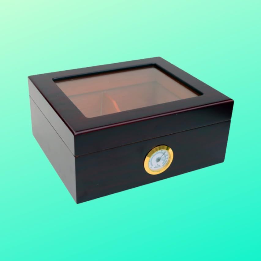 Cigar Humidor, Jesfuren Glass Top Cedar Cigar Box with Front Digital Hygrometer, Humidifier Gel & Di | Amazon (US)