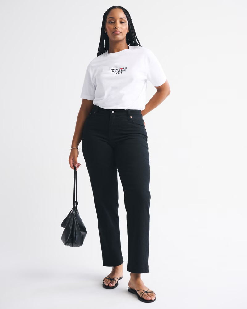 Women's Curve Love Mid Rise 90s Straight Jean | Women's Bottoms | Abercrombie.com | Abercrombie & Fitch (US)