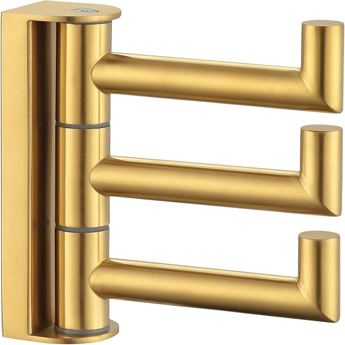 Angle Simple 3 Arms Towel Hook Brushed Dark Gold, 304 Stainless Steel Swivel Triple Towel Holder,... | Amazon (US)