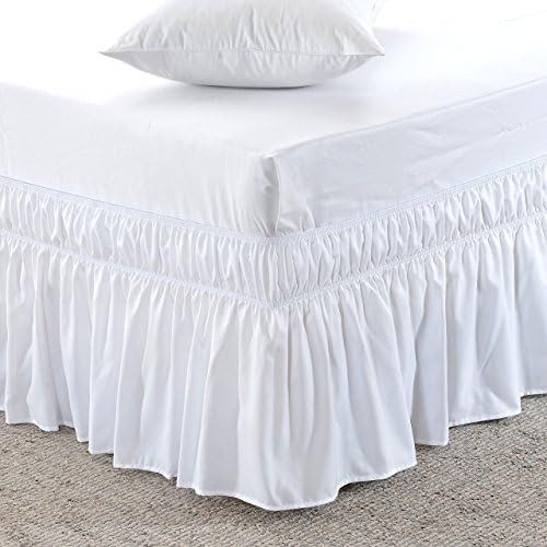 MEILA Wrap Around Bed Skirt Three Fabric Sides Elastic Dust Ruffled 16 Inch Tailored Drop,Easy to... | Amazon (US)