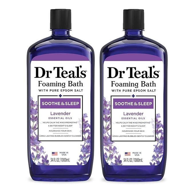 Dr Teal's Foaming Bath with Pure Epsom Salt, Soothe & Sleep with Lavender, 34 fl oz (Pack of 2) | Amazon (US)