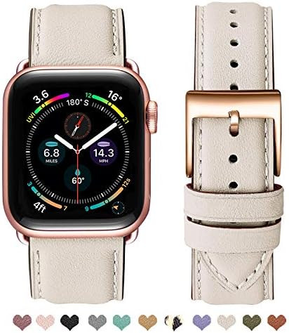 OMIU Square Bands Compatible for Apple Watch 38mm 40mm 42mm 44mm, Genuine Leather Replacement Ban... | Amazon (US)