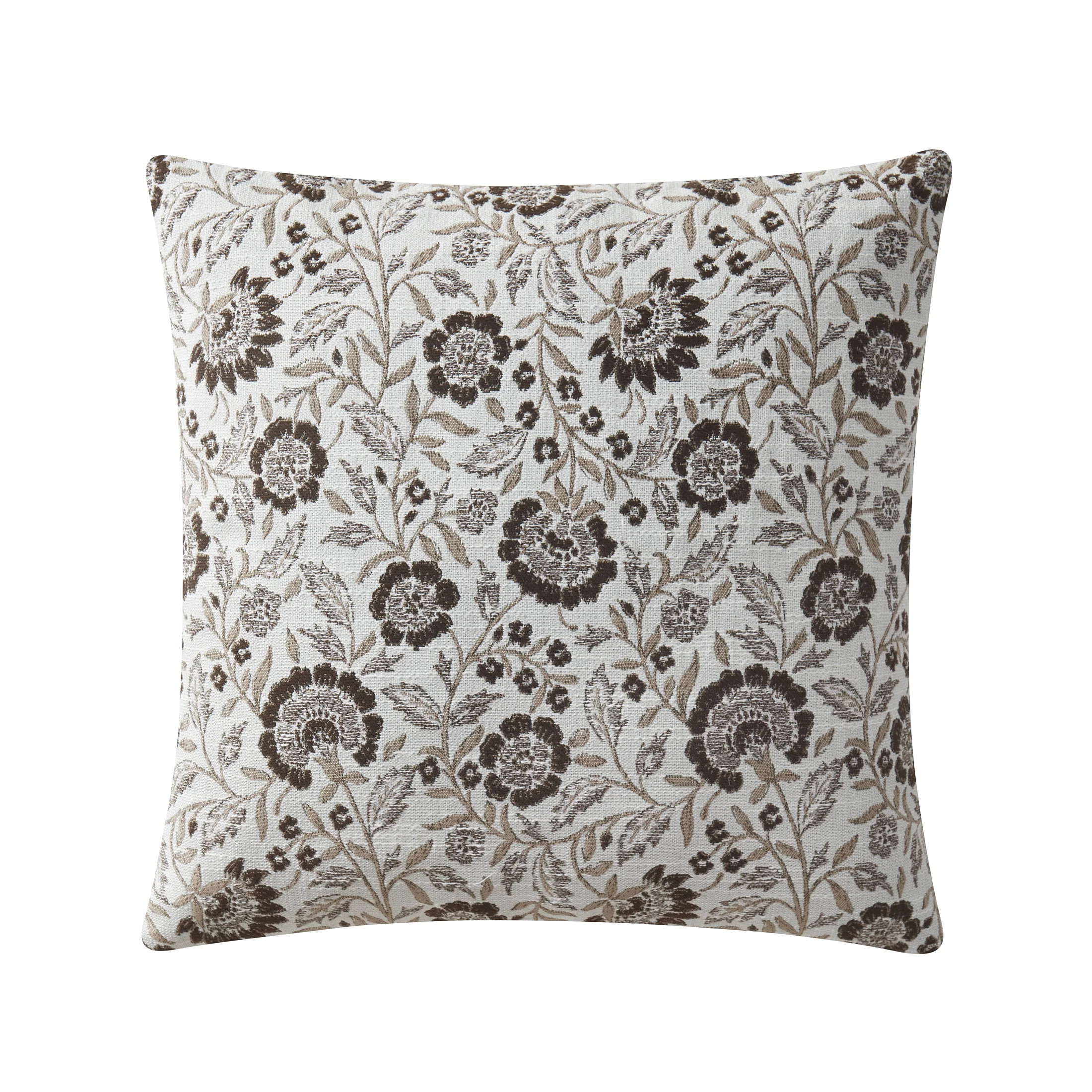 My Texas House 20" x 20" Brown Bel Jacquard Floral Decorative Pillow Cover | Walmart (US)