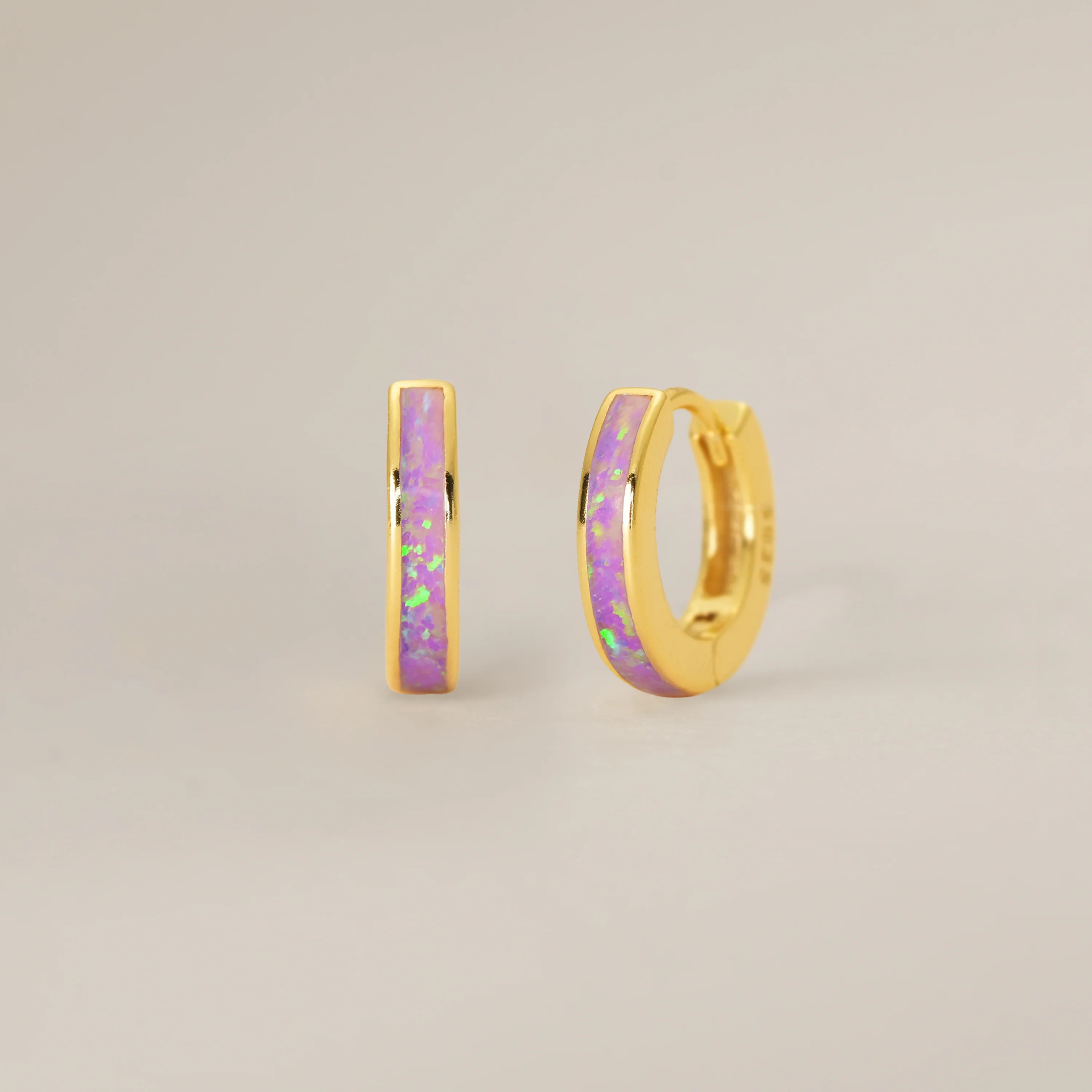 Purple Opal Inlay Hoops | Eyrful Artistry