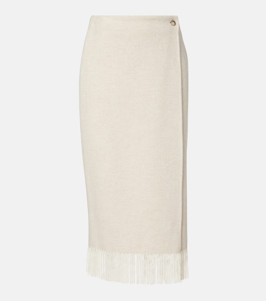Polo Ralph Lauren Fringed herringbone wool-blend wrap skirt | Mytheresa (US/CA)