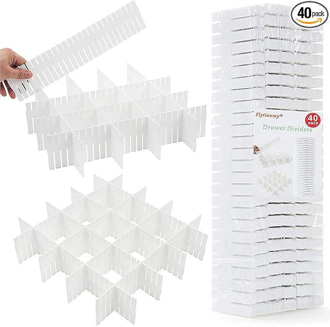 40Pcs Drawer Dividers, Adjustable Drawer Organizer for Socks, Underwear, Makeup, Can Help Tidy Ki... | Amazon (US)