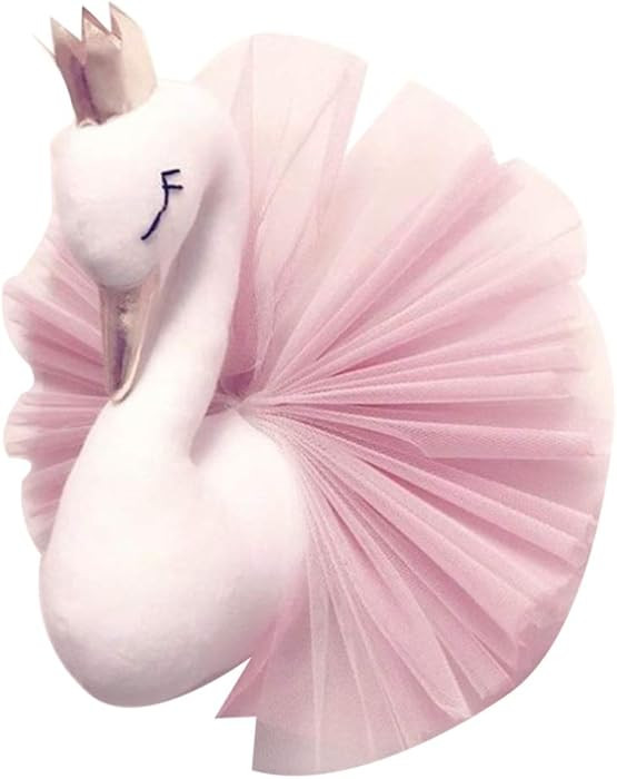 3D Wall Hanging Decoration Cute Crown Dress Swan Wall Art Sticker Hook for Nursery Kids Girl Room... | Amazon (US)