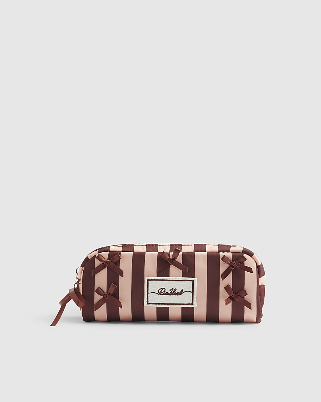 Pink Bow Stripe Makeup Brush Bag | River Island UK & IE