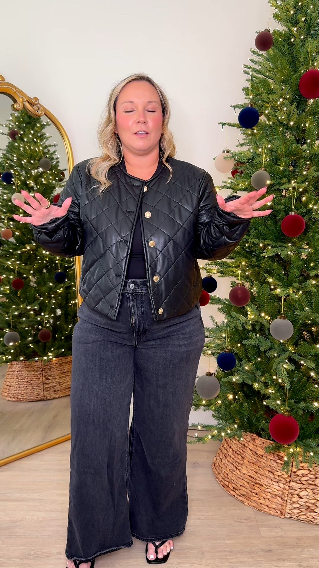 Walmart viral jacket 
This keeps selling out! It’s so good!!! Definitely looks like a much more expensive designer jacket and it’s only $40! Love the edgy vibe! Wearing a size LARGE.

Holiday outfit, jacket, Walmart style, Walmart fashion, Walmart finds, trendy jacket, faux leather jacket, date night outfit, party outfit, gifts for her

#LTKHoliday #LTKOver40 #LTKMidsize