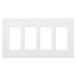 Lutron Claro 4 Gang Wall Plate for Decorator/Rocker Switches, Gloss, White (CW-4-WH) (1-Pack) CW-... | The Home Depot