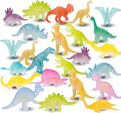Mini Dinosaurs Toys 48PCS Glow In Dark Dino Figures Dinosaur Party Favors Supplies Bulk Birthday ... | Amazon (US)