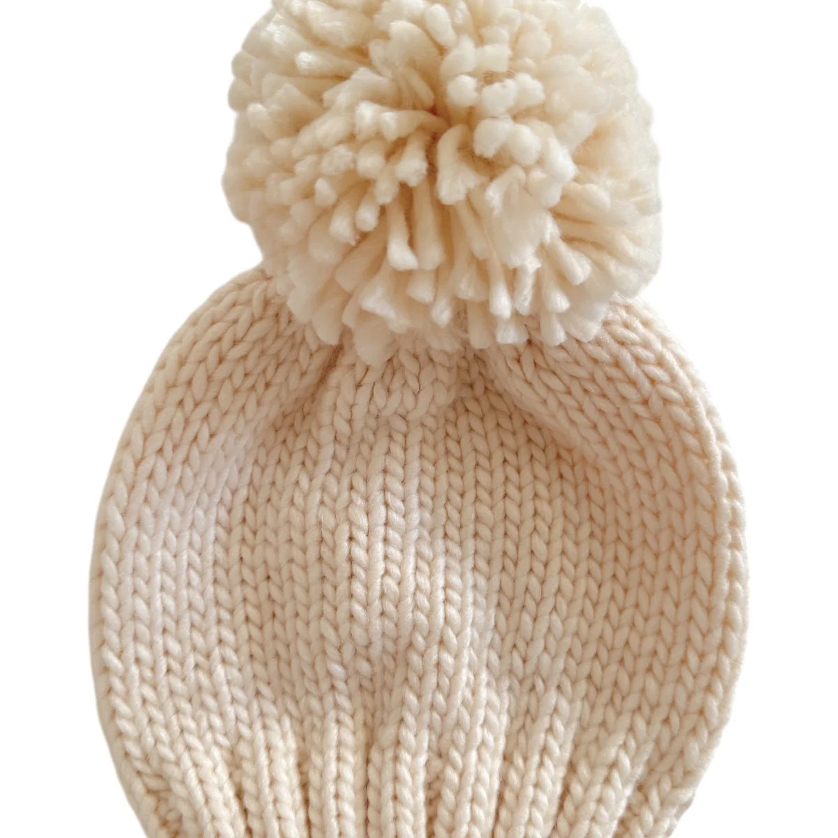 Jumbo Pom Knit Hat, Cream | SpearmintLOVE