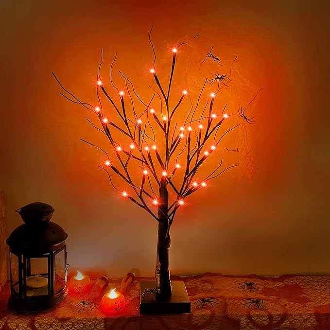 TURNMEON 24" 36 LED Halloween Birches Tree with Timer Orange Lights Battery Powered Tabletop Tree... | Amazon (US)