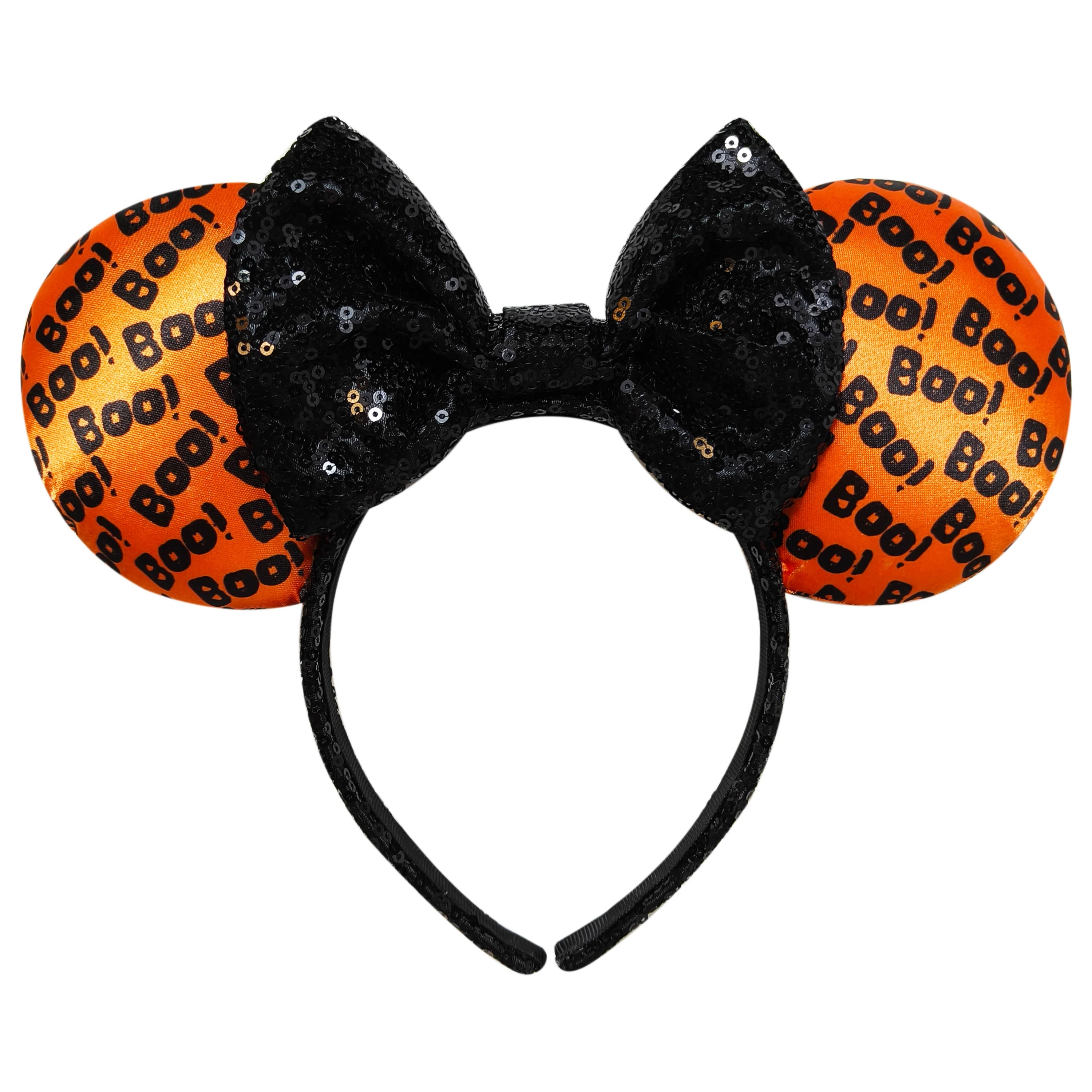 BOO Minnie Ears Costume Headband, Orange and Black, All Ages | Walmart (US)
