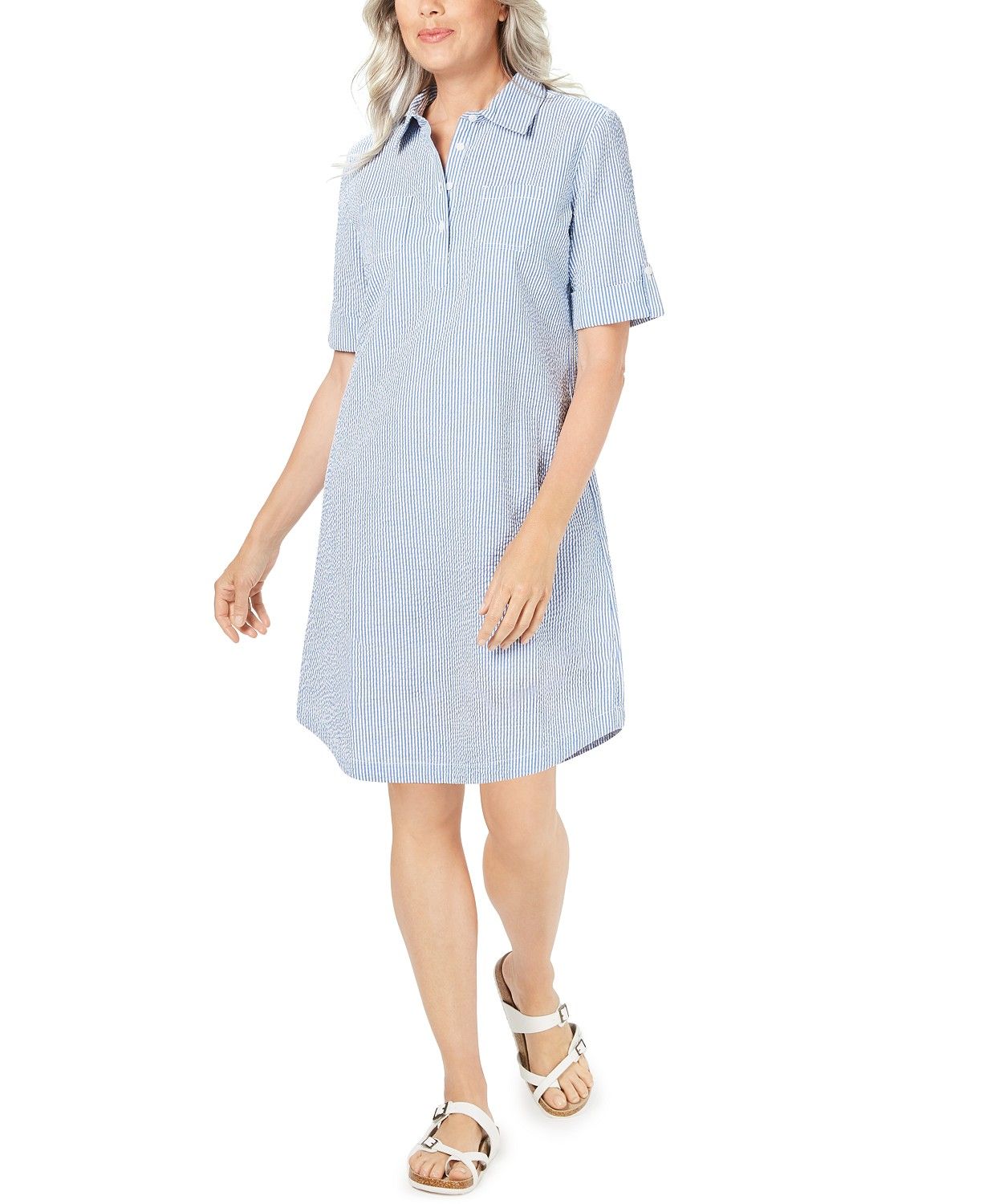 Karen Scott Seersucker Shirtdress, Created for Macy's	 & Reviews - Dresses - Women - Macy's | Macys (US)