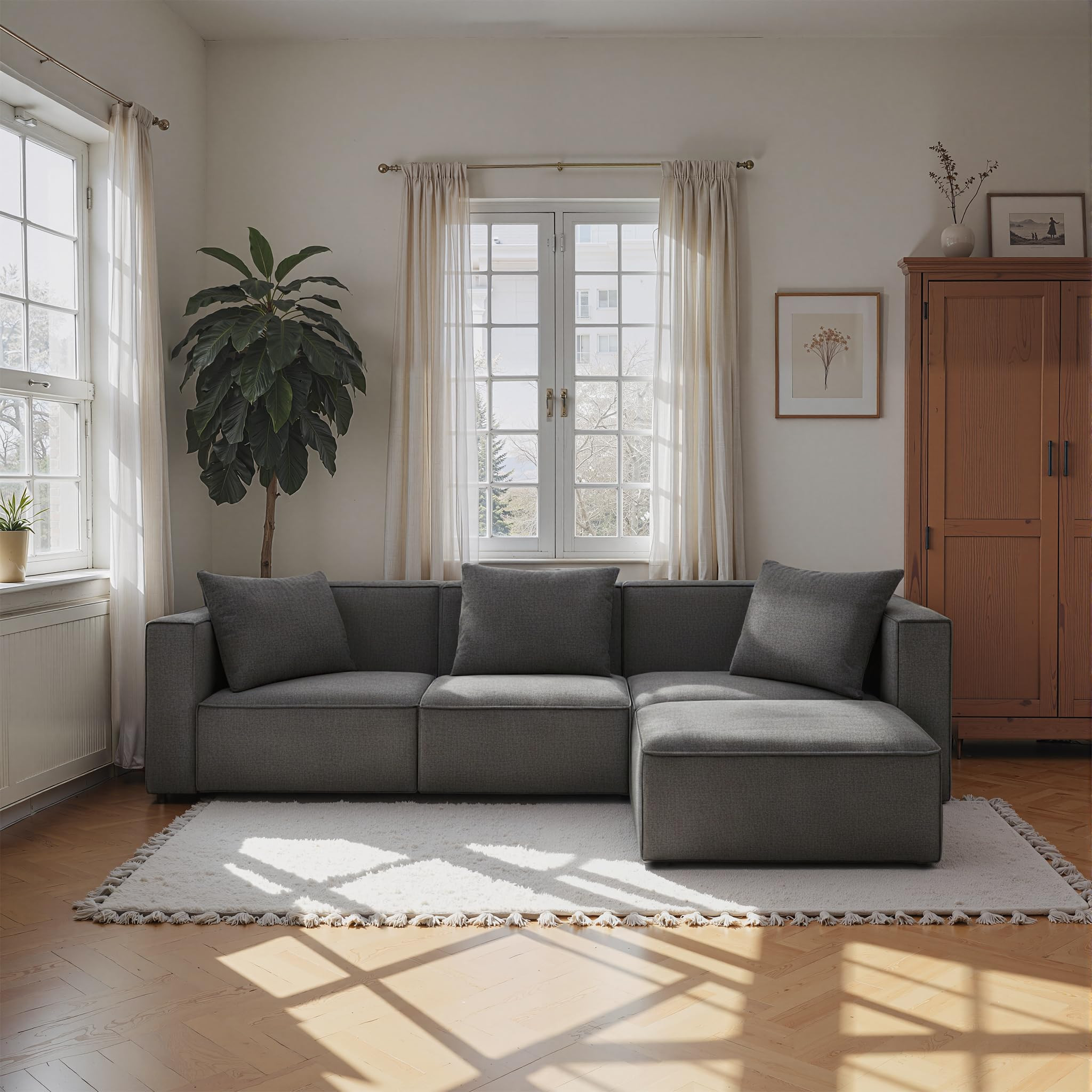 Acanva Luxury Modular Sectional Living Room Sofa Set, Modern Minimalist Style Couch with Ottoman ... | Amazon (US)