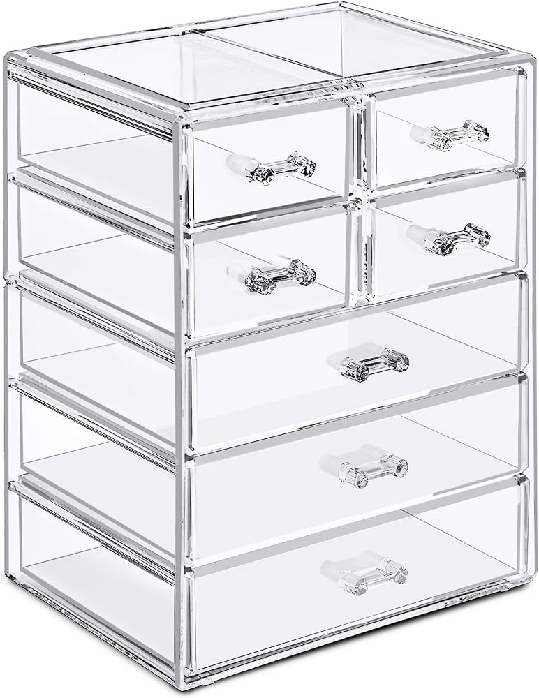 Sorbus 7-Drawer Makeup Organizer with Small & Wide Drawers (Clear) | Amazon (US)