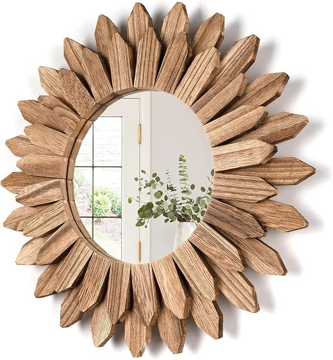 Emfogo Wall Mirror Decorative 12 inch Rustic Wood Farmhouse Mirror Sunburst Boho Mirror for Entry... | Amazon (CA)