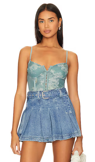 x Intimately FP Night Rhythm Corset Bodysuit In Sage Combo | Revolve Clothing (Global)