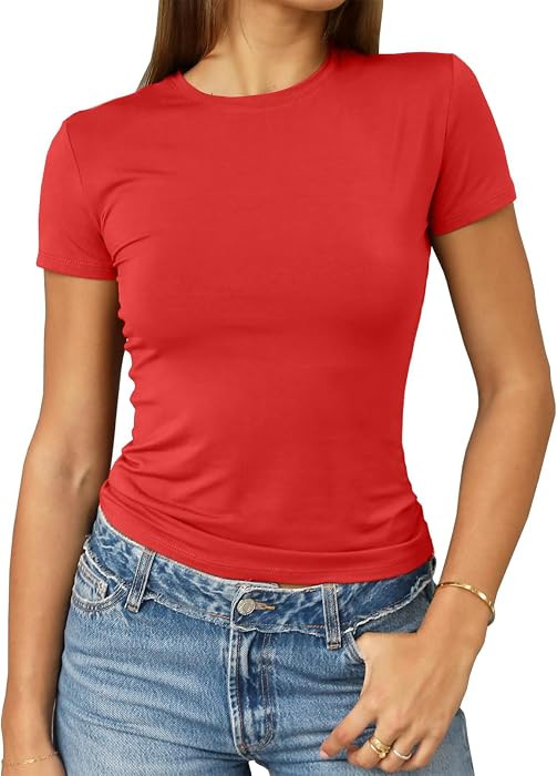 Abardsion Women's Casual Basic Slim Fit T Shirts | Amazon (US)