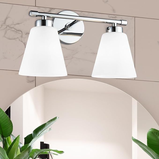 Hamilyeah Modern Chrome Bathroom Vanity Light Fixture Over Mirror, 2 Light Vanity Lighting Fixtur... | Amazon (US)