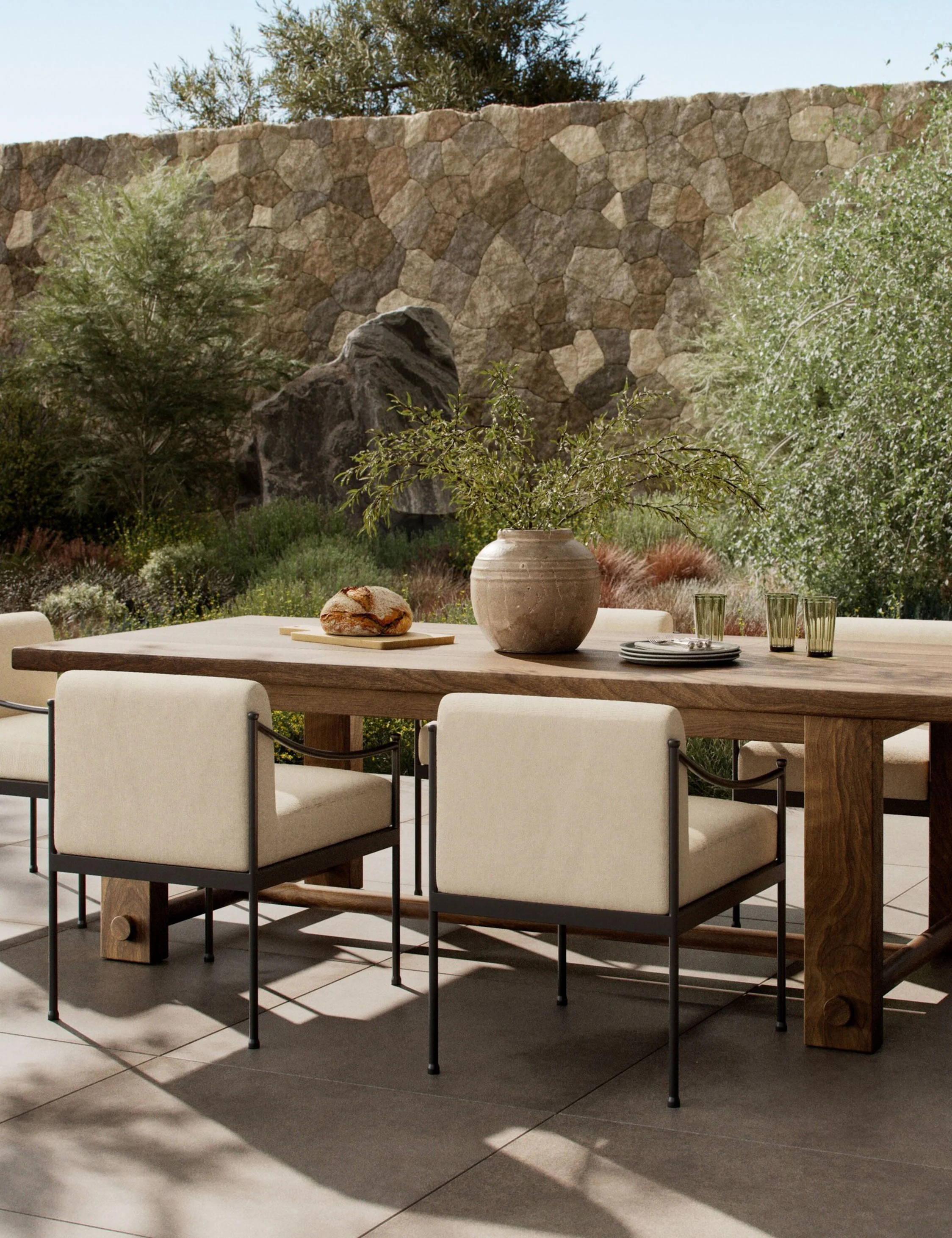 Lumi Indoor / Outdoor Dining Table by Amber Lewis x Four Hands, Ivory | Lulu and Georgia 