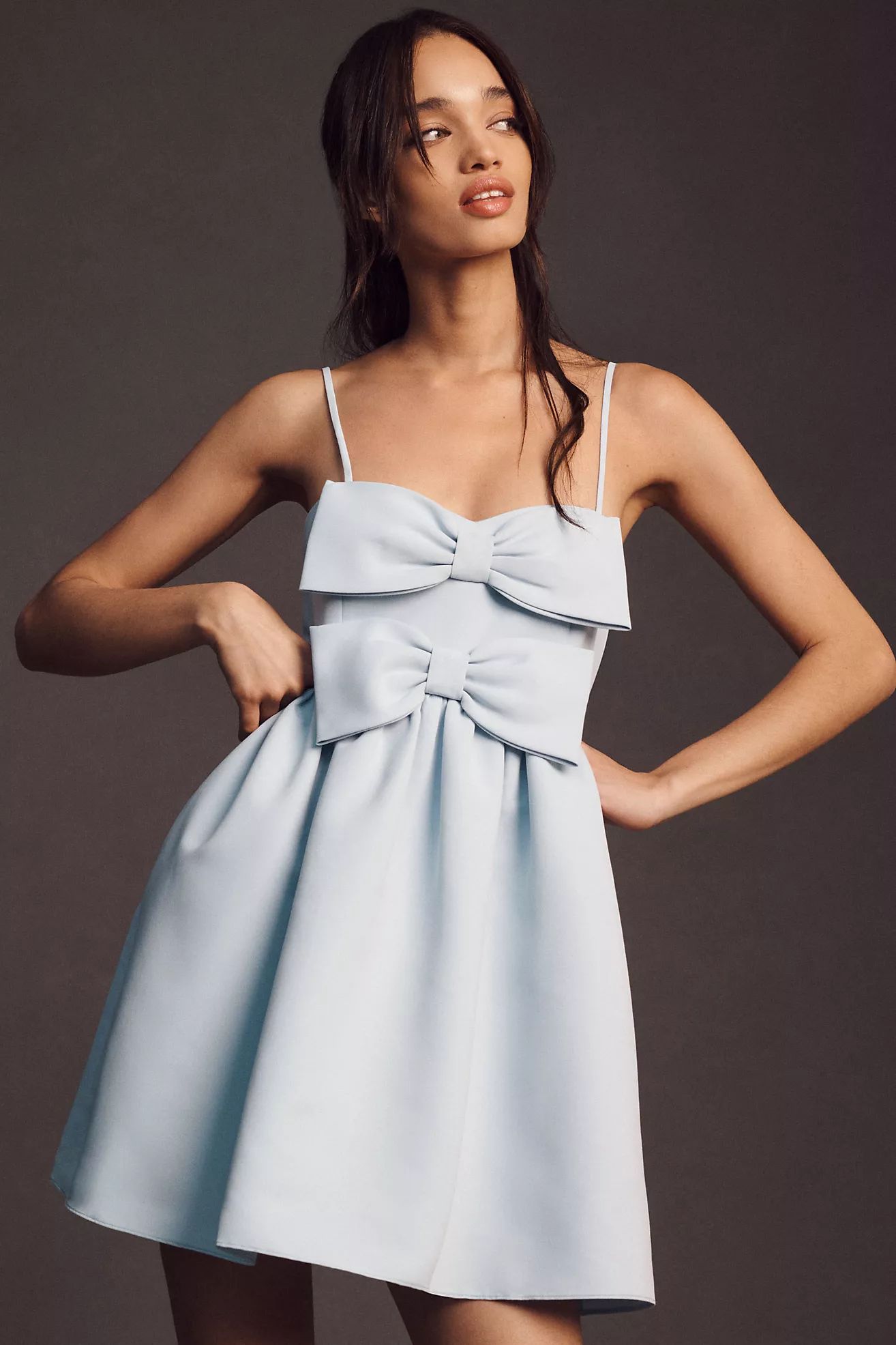 Sachin & Babi Sloane Taffeta Double-Bow Pleated Mini Dress | Anthropologie (US)