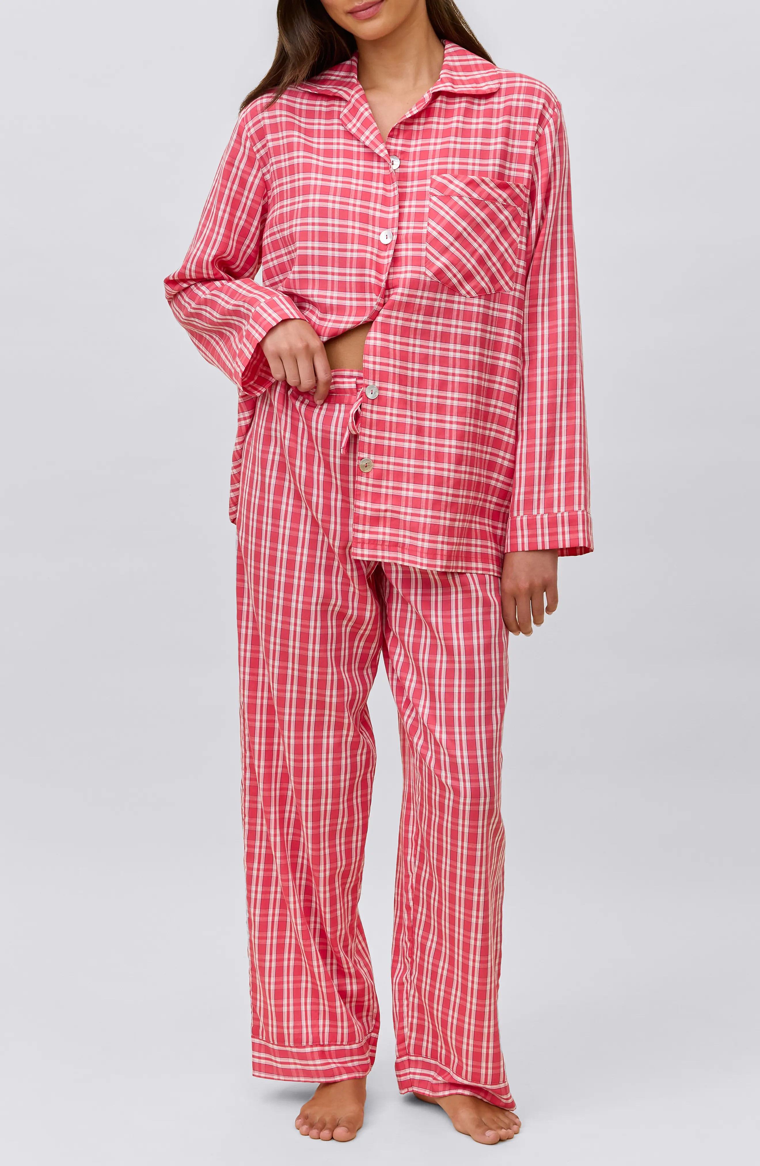 Papinelle Holiday Plaid Cotton Sateen Pajamas (Women) | Nordstrom | Nordstrom