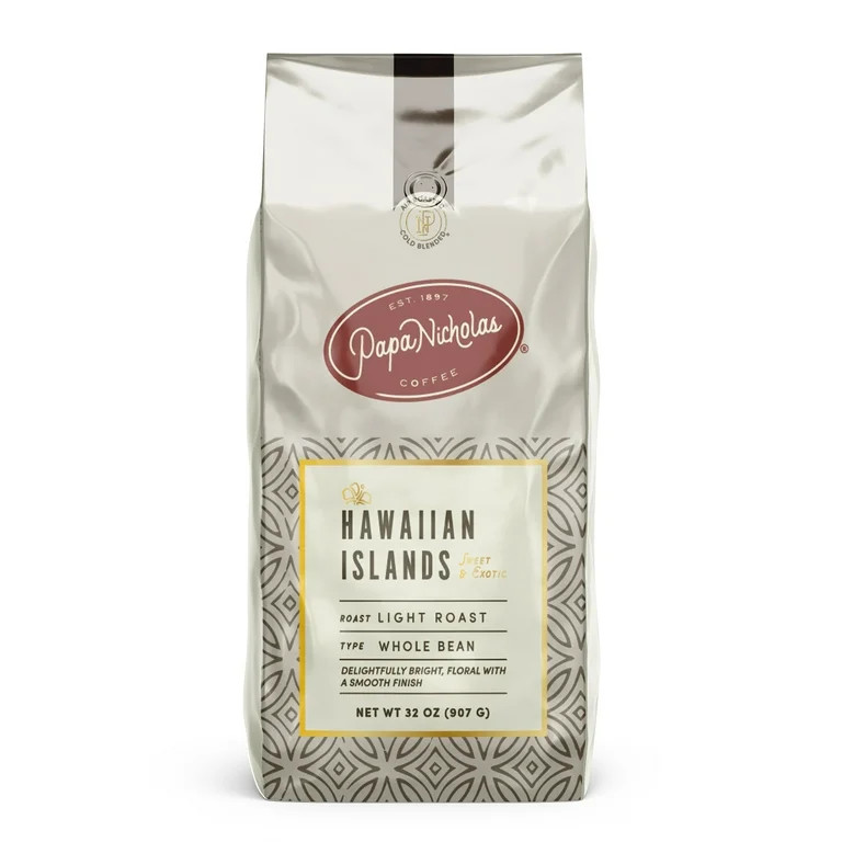 PapaNicholas Coffee Hawaiian Island Blend Whole Bean 2lb Bag, Light Roast | Walmart (US)
