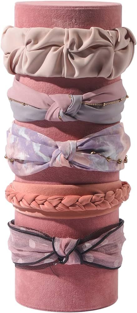 Justsoso Headband Holder Organizer, Soft Velvet Tower Hairband Stand Display, Vertical Hair Hoop ... | Amazon (US)