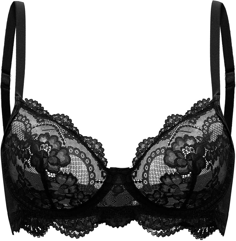 Sexy Lace Balconette Bra Women Unlined Demi Bralette | Amazon (US)