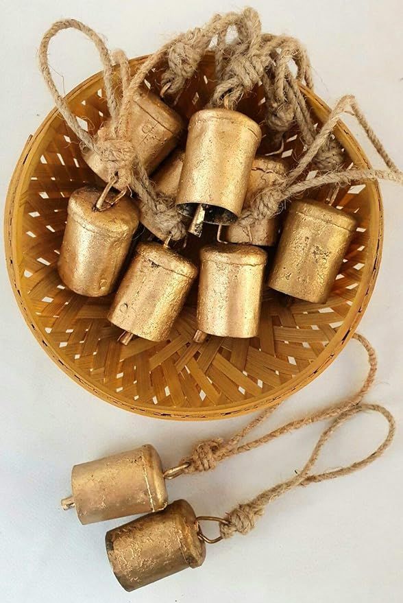 Amazon.com: Carfar Handicrafts Set of 10 Vintage Rustic Tin Bells Wall Hanging Décor 6cm Big Bel... | Amazon (US)