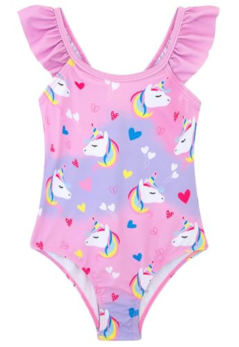 DAXIANG Cute Little Kids One Piece Bathing Suits Swimming Suit for Girls Summer Beach Holiday Pink Unicorn 4t 5t | Amazon (US)