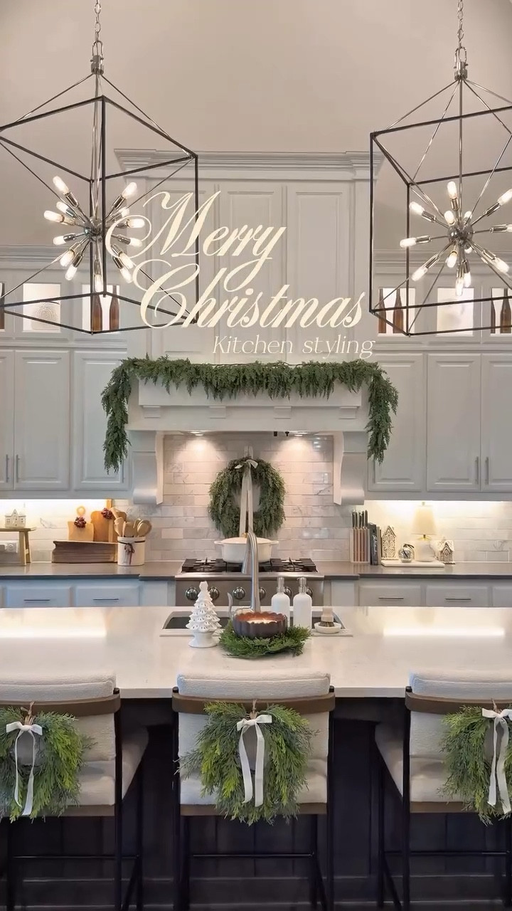 When we first moved in our home looked like a black and white movie (and honestly, I loved it 😂). But this Christmas I’m craving a warmer, layered look with lots of greenery without renovating a thing. It’s amazing how cozy and inviting a space can feel just by balancing tones, adding texture, and bringing in those natural holiday touches! Goodbye 2019 decor hello 2025 💚🎄

✨If this is your vibe, follow along for more holiday home inspo and favorite finds!
.
.
.

#christmashome #holidaydecorinspo #neutralchristmas
two toned kitchen, white cabinets, grey counters, modern organic, transitional home, timeless decor, christmas greenery, holiday kitchen decor, cozy neutral decor, studio mcgee style

#LTKSeasonal #LTKHoliday #LTKHome