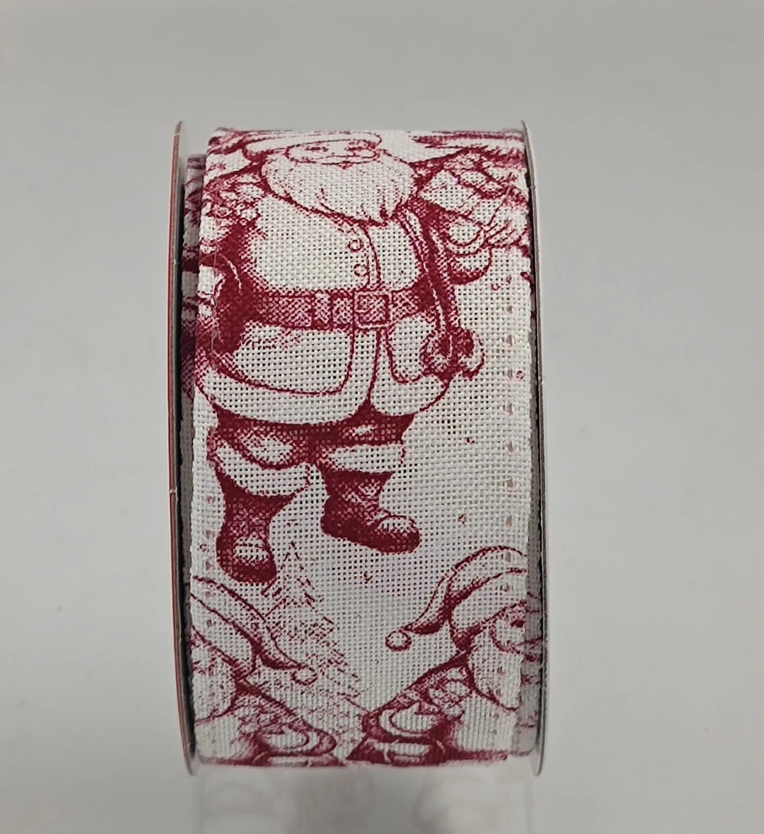 Red and White Toile Santa and Snowman Burlap Wired Christmas Ribbon, 1.5" x 15', by Holiday Time ... | Walmart (US)