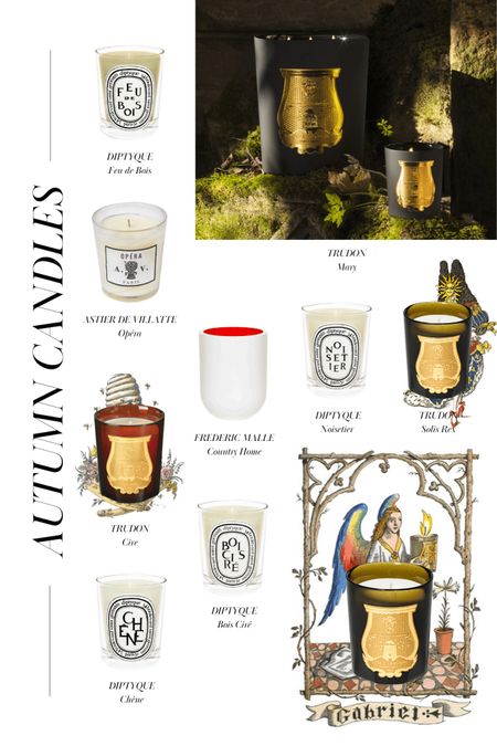 Here are the best fall candles to create the perfect autumn ambiance in your home 🕯

Whether you like woody essences and smells of burnt wood 🪵, delicious cozy aromas of cinnamon, vanilla, and hazelnuts 🌰, or fresh woody notes of cedarwood,moss, fir 🌲, and oak trees, in my selection you'll find the best candle to bring the smell of fall into your home 🍁

1. Diptyque Feu de Bois
2. Trudon Mary
3. Astier De Villatte Opéra
4. Trudon Cire
5. Frederic Malle Country Home
6. Diptyque Noisetier
7. Trudon Solis Rex
8. Diptyque Chêne
9. Diptyque Bois Ciré
10. Trudon Gabriel

#LTKSeasonal #LTKbeauty #LTKhome