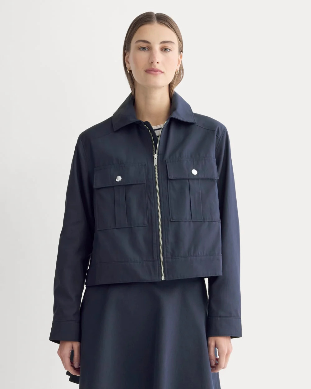 Everlane Cropped Utility Jacket | Navy | M | Cotton | Everlane