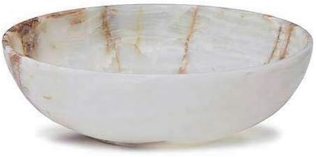 Khan Imports Decorative White Onyx Stone Bowl, Large Marble Fruit Bowl Centerpiece - 10 Inch | Amazon (US)