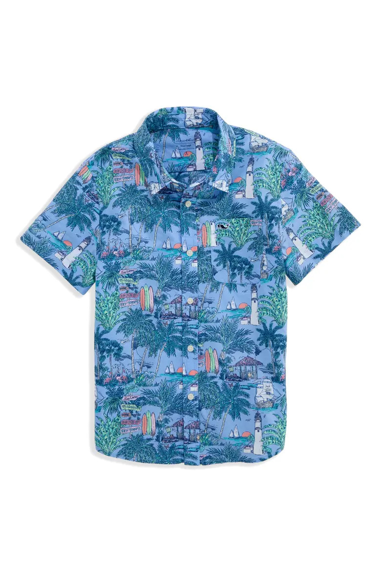 Kids' Print Cotton Short Sleeve Button-Up Shirt (Men) | Nordstrom | Nordstrom