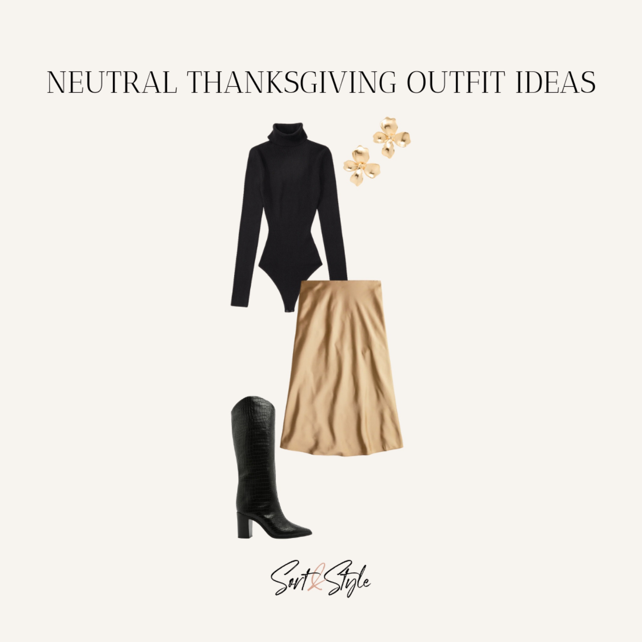 Neutral Thanksgiving Outfit Ideas - slip skirt, abercrombie turtleneck bodysuit & tall heeled boots

#LTKunder100 #LTKstyletip #LTKSeasonal