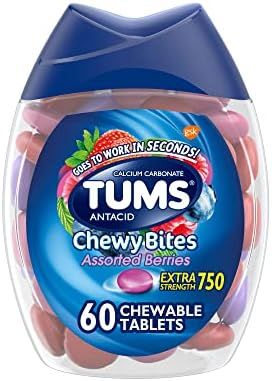TUMS Chewy Bites Antacid Tablets for Chewable Heartburn Relief and Acid Indigestion Relief, Assor... | Amazon (US)