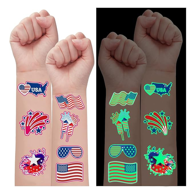70PCS 4th of July Decorations Temporary Tattoos，Red White and Blue Party Supplies，Fourth of J... | Amazon (US)